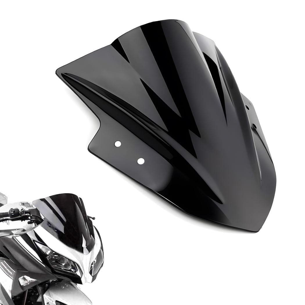 Amazicha Windscreen Windshield fit for Kawasaki Ninja 300 EX300R EX300 2013 2014 2015 2016 2017 (Black) Double Bubble Wind Defle