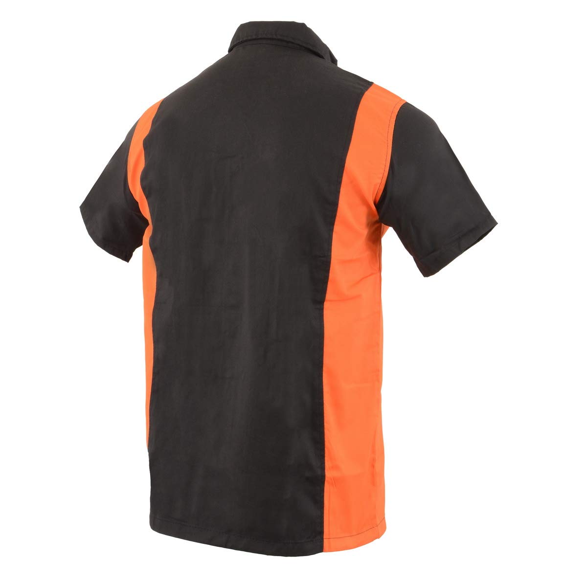 Biker Clothing Co. Mdm11675.94 Mens Two-Tone Black And Orange Short Sleeve Motorcycle Mechanic Shirt - X-Large