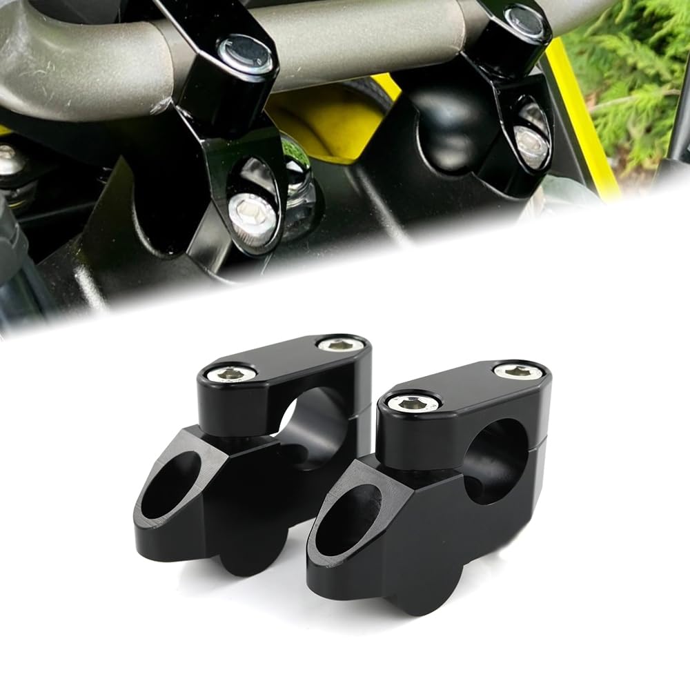 Xitomer 22Mm 7/8' Motorcycle Handlebar Risers With Clamps, Atv Dirt Bike Motocross, Fit For Grom Msx125/ Crf250L, Fz1/ Fz8/ Fz16, Klr650/ Z125, Drz 400/S Mt-03(Black)