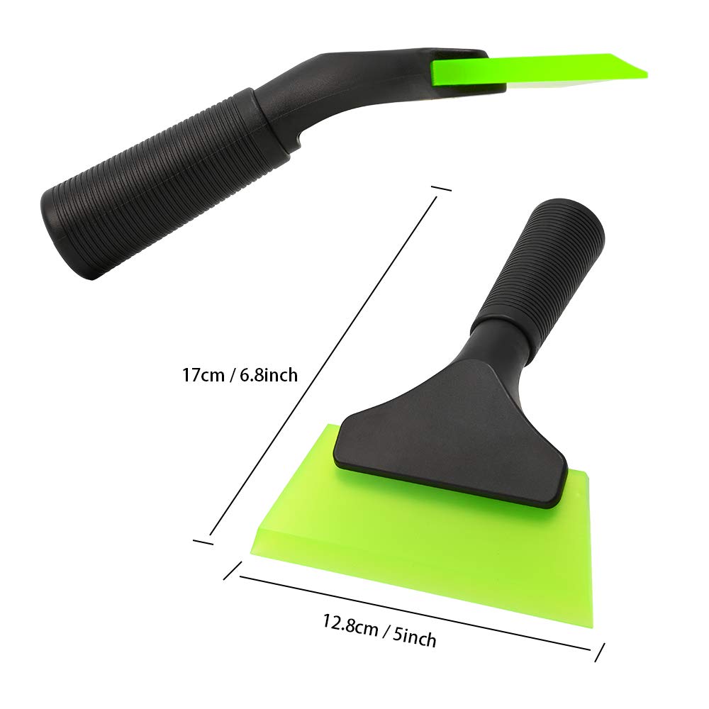 FOSHIO Small Squeegee with 5 Inch Dark Blue & Green Rubber Blade Mini Wiper Window Tinting Tools for Mirror Glass Window Cleaner