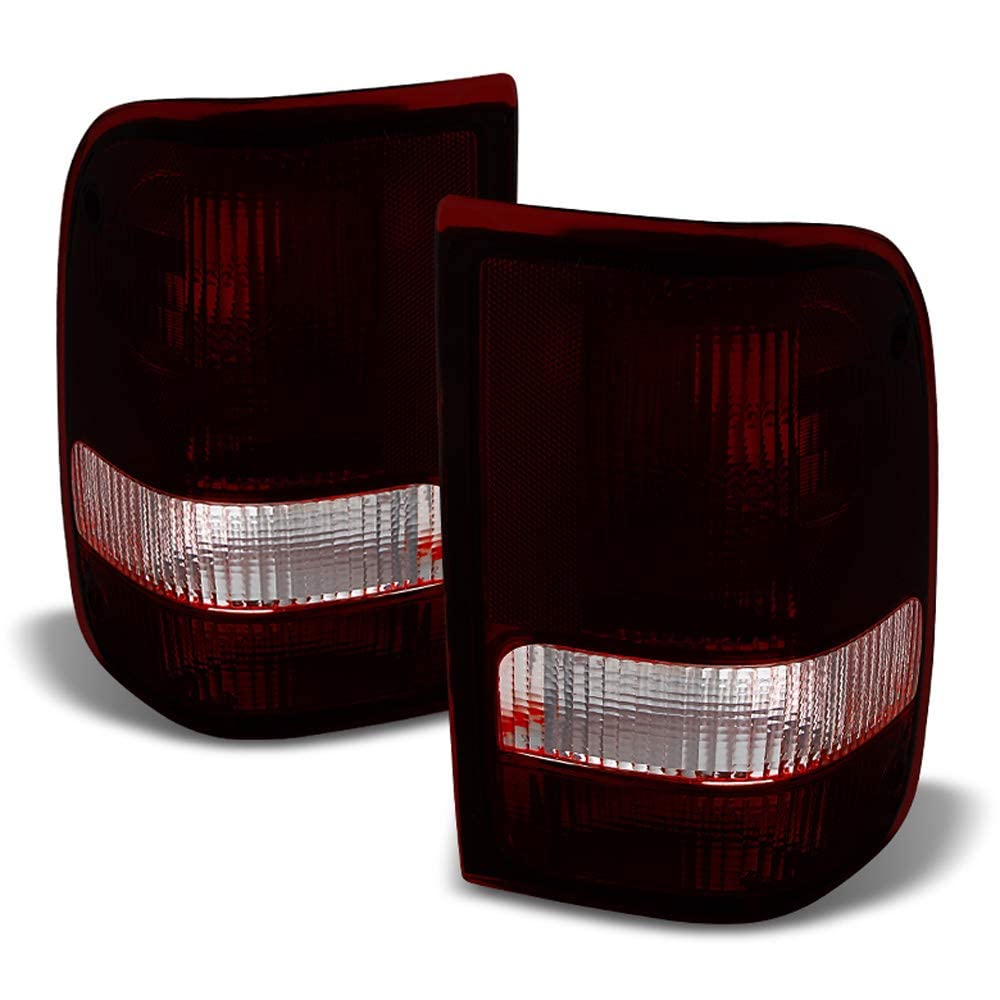Acanii - For Red Smoke 1993-1997 Ford Ranger Tail Lights Lamps Aftermarket 93-97 Left+Right