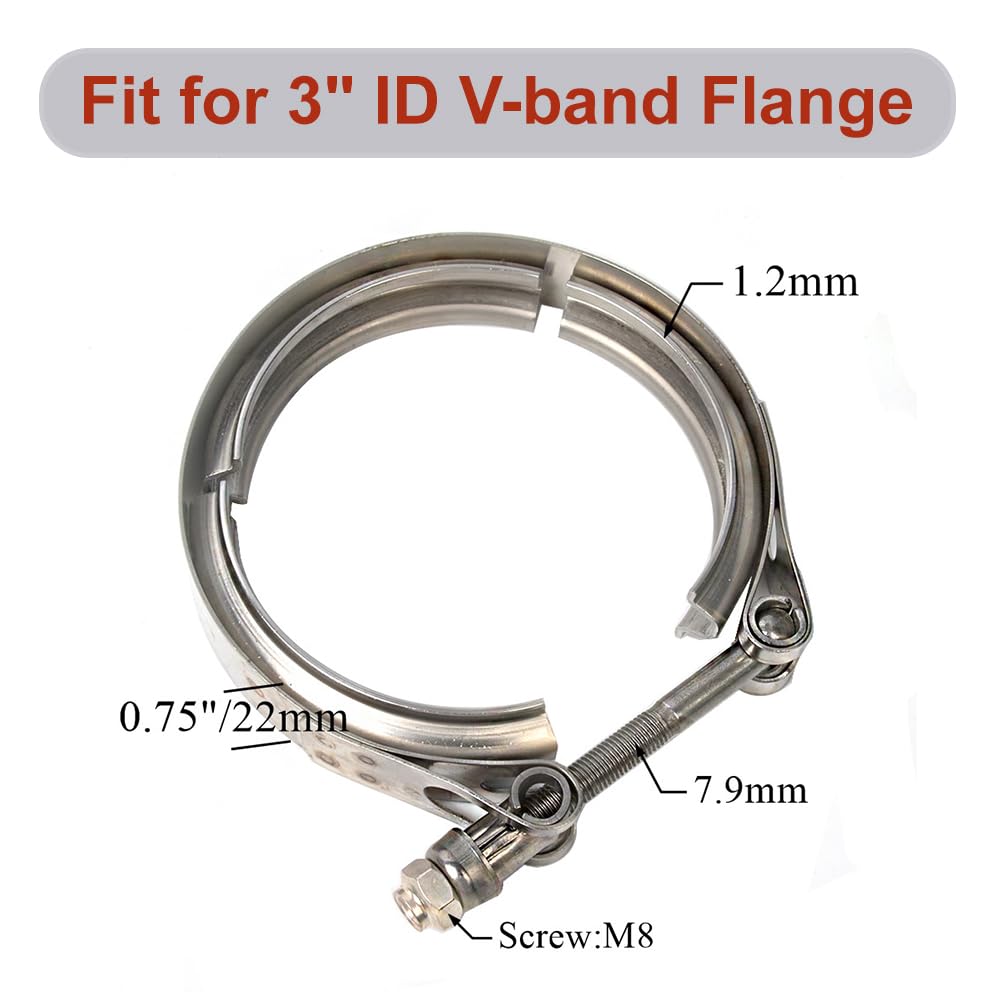 Elifecenter 3 Inch Exhaust V band Clamp 304 Stainless Steel V-Clamp for 3'' OD Flange Kits