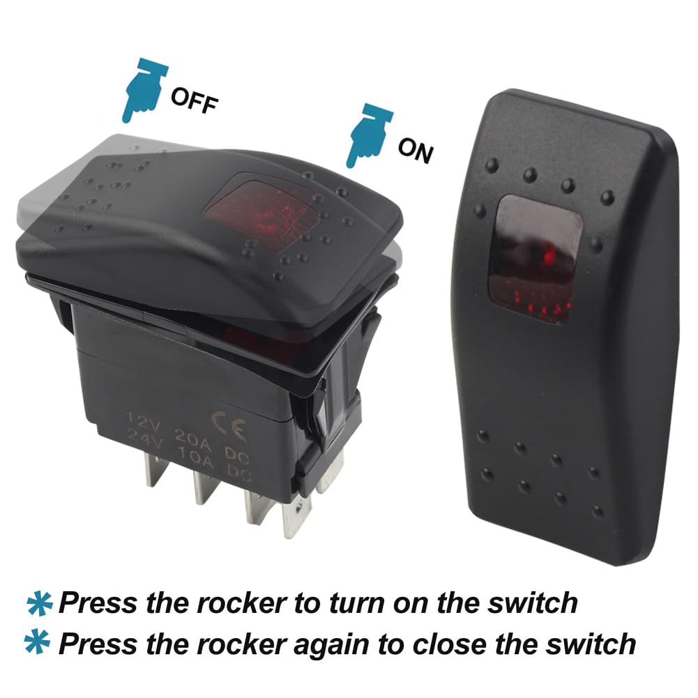 Gzyf 5 Pin 308-1038 Onan Cummins 308-1038 Rv Generator Rocker Abs Start Stop Switch Button Red Lens For Rv Toggle Switches For Cars Trucks Boats Auto Motorcycles (Not A Momentary Switch)