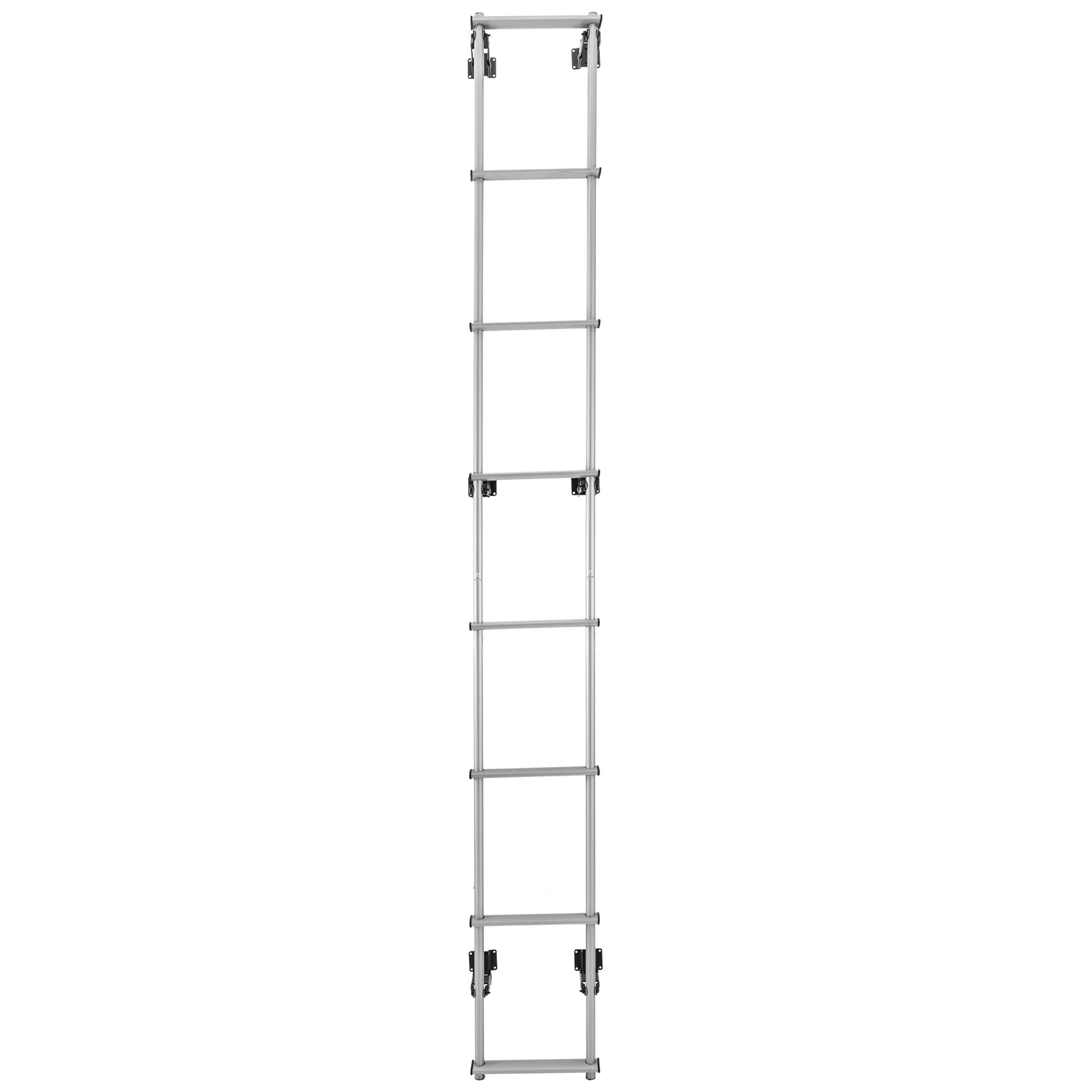 RecPro RV Toy Hauler Low Profile Universal 106.5'' Collapsible Ladder with Hinges (Silver)