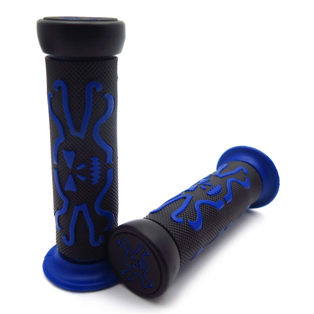 HTTMT XH4089- Skull Grips BLUE Compatible with QUAD YAMAHA KAWASAKI POLARIS SEADOO WATERCRAFT BOMBARDIER JET SKI FOREMAN RECON R