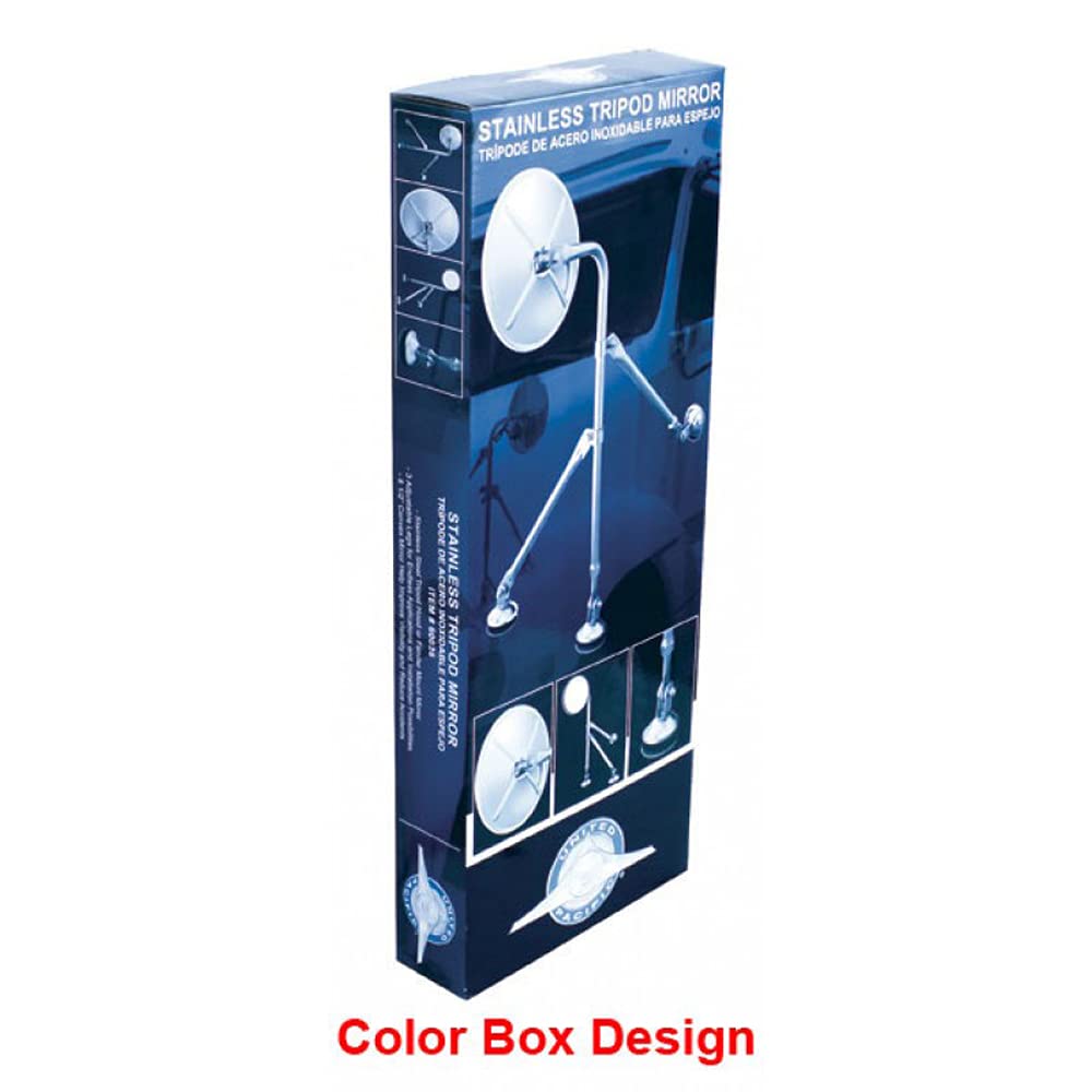 United Pacific 60036 Stainless Steel Tripod Fender Mirror Mount 8     Round Convex Mirror, Chrome Plated, Adjustable Legs, Wide