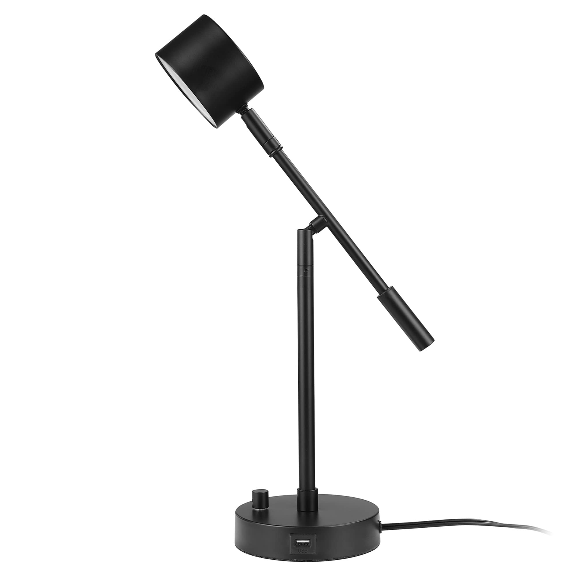 Globe Electric 52271 Aristocrat 16'' Integrated Led Swing Arm Desk Lamp, Matte Black, Dimmable On/Off Rotary Switch At Base, 2.1
