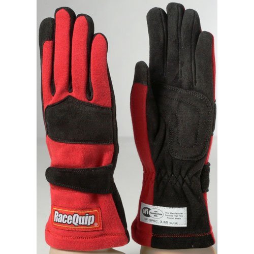 Racequip Race Gloves 355 Series 2 Layer Nomex Sfi 3.3/5 Certified Red Large 355015