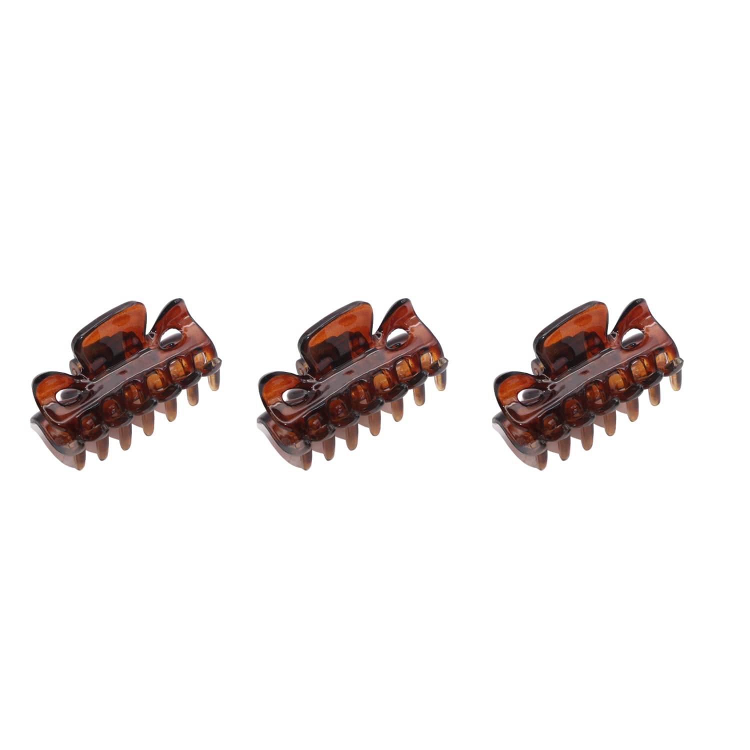 Parcelona French Classic Very Small 1 1/2 Claw Clips with Tight Spring Set of 3 Girls Hair Jaw Claw Clips Durable Styling Women Hair Accessories  Made in France (Tortoise Shell Brown)-New