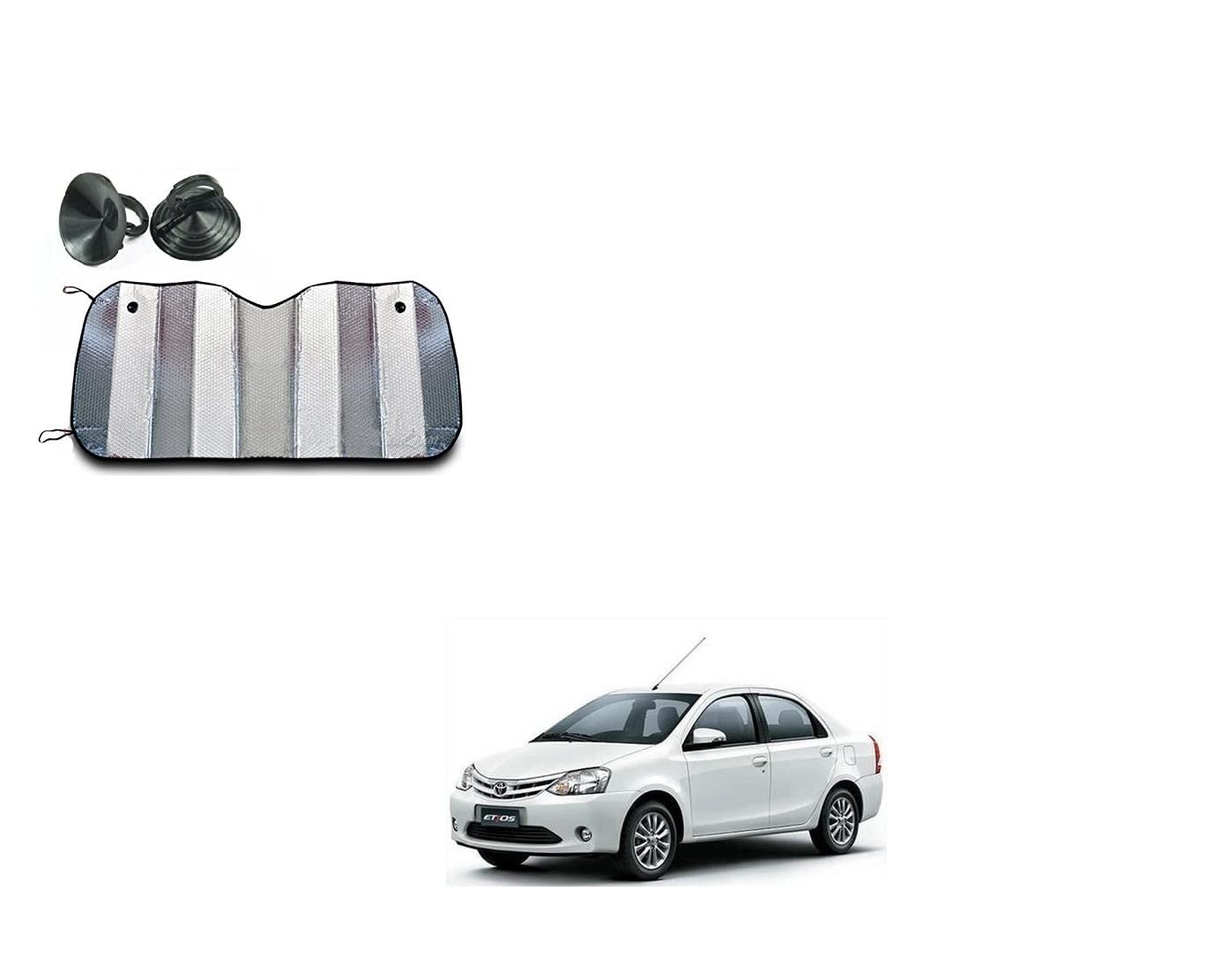 Auto Addict Aluminium Foil Foldable Car Sunshades for Front/Rear Windshield 1pc for Toyota Etios