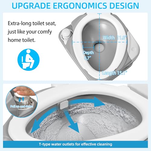 Yitahome Portable Toilet Camping Porta Potty 5.8 Gallon With Diagonal Bowl, Hand Sprayer, Level Indicator, Rotating Spout, Carry