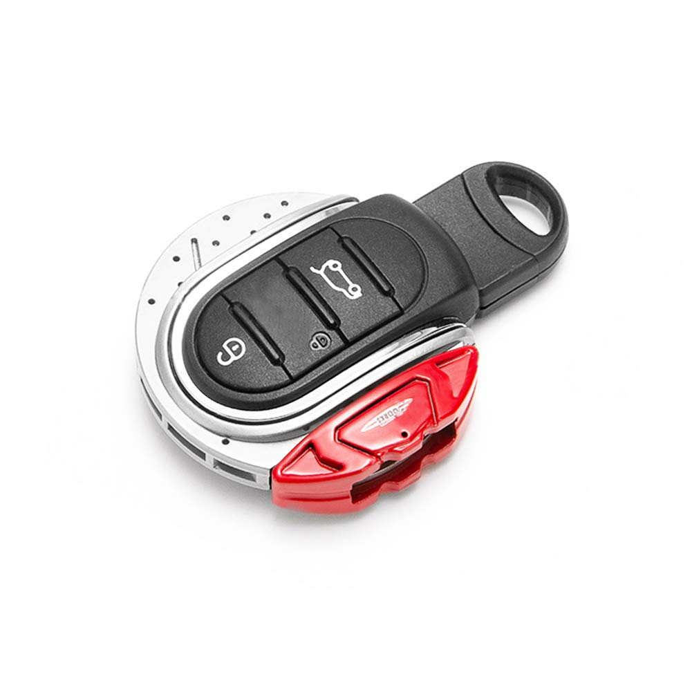 Kenrtir Remote Fob Abs Key Cover Case Keychain For Mini Cooper One S Jcw F54 F55 F56 F57 F60,Gross Grey And Red Calipers Style