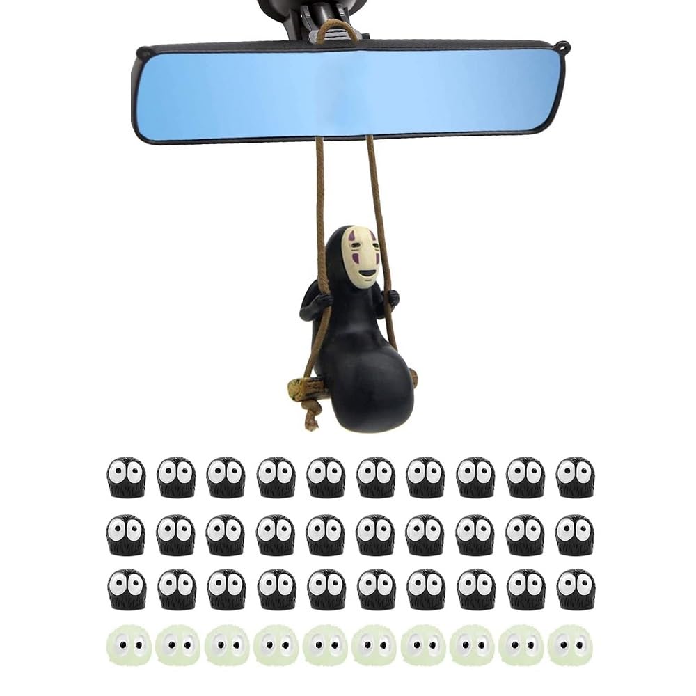 Studio Anime Merch Car Accessories Set - 1 Faceless Male Car Pendant And 40 Soot Sprites Car Rearview Mirror Accessories