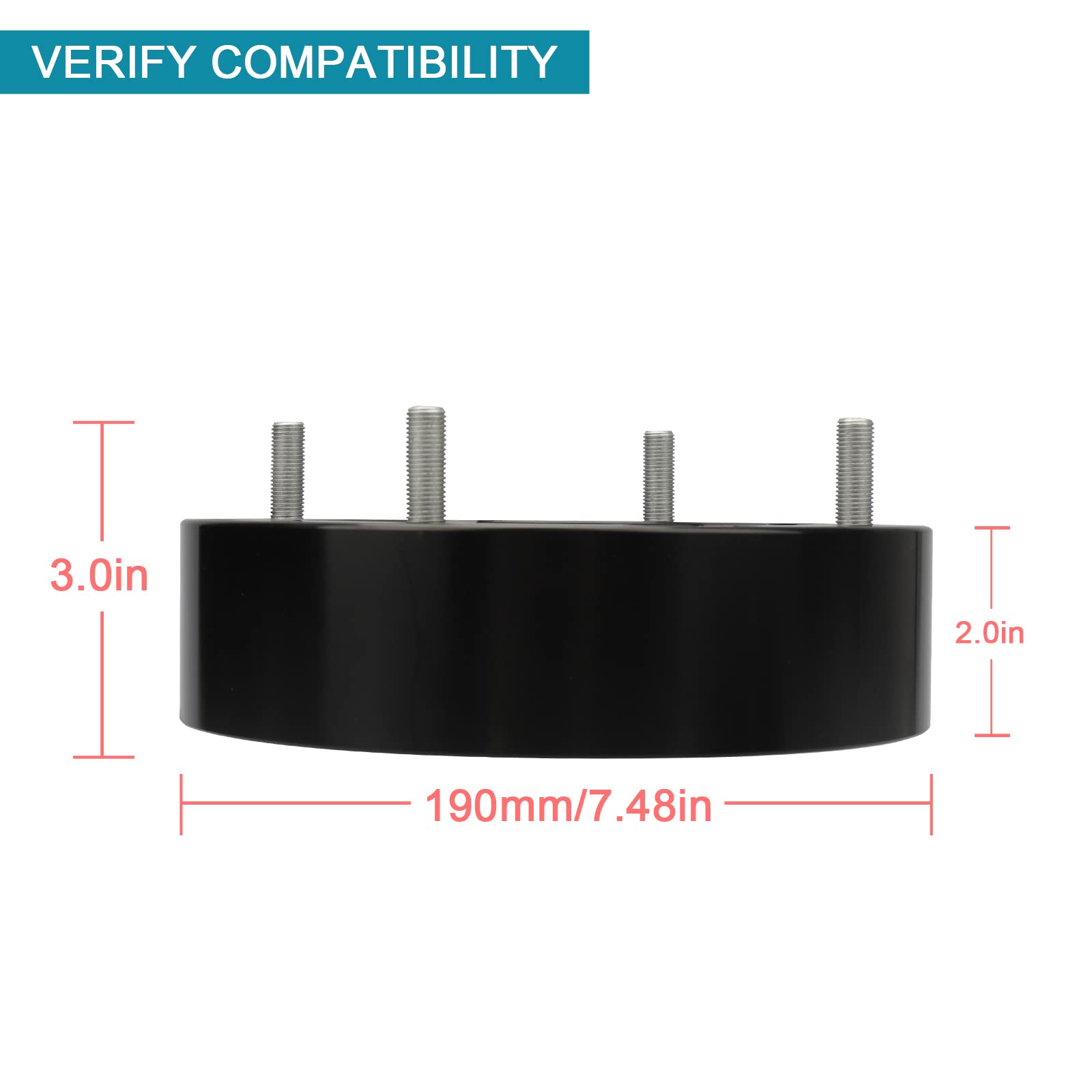 IRONTEK 4x156mm ATV Wheel Spacers 2''(50mm) Thickness with 3/8''-24 Studs 131mm Hub Bore Fit for Polaris Sportsman Ranger RZR 57
