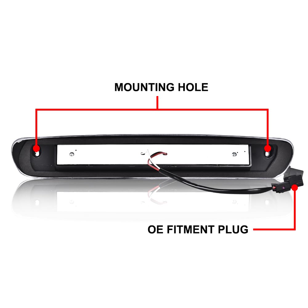 Cheda Rear Third Brake Lights, Compatible With 07-14 Chevy Silverado/07-14 Gmc Sierra/Compatible With 09-10 H-Ummer H3T, Smoky L