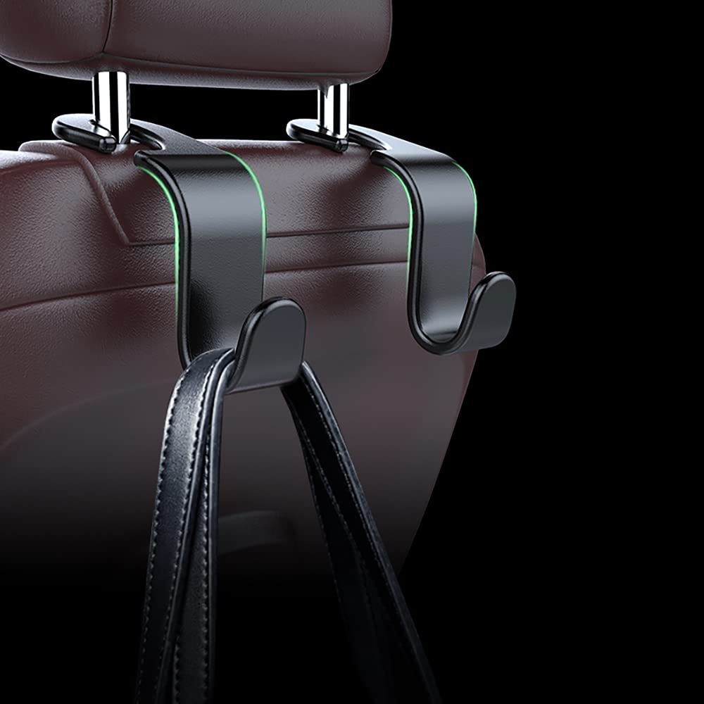 Wislter 4 Pack Car Seat Headrest Hook Car Purse Hook For All Vehicle Car Handbag Clothes Coats Grocery Bags, Black