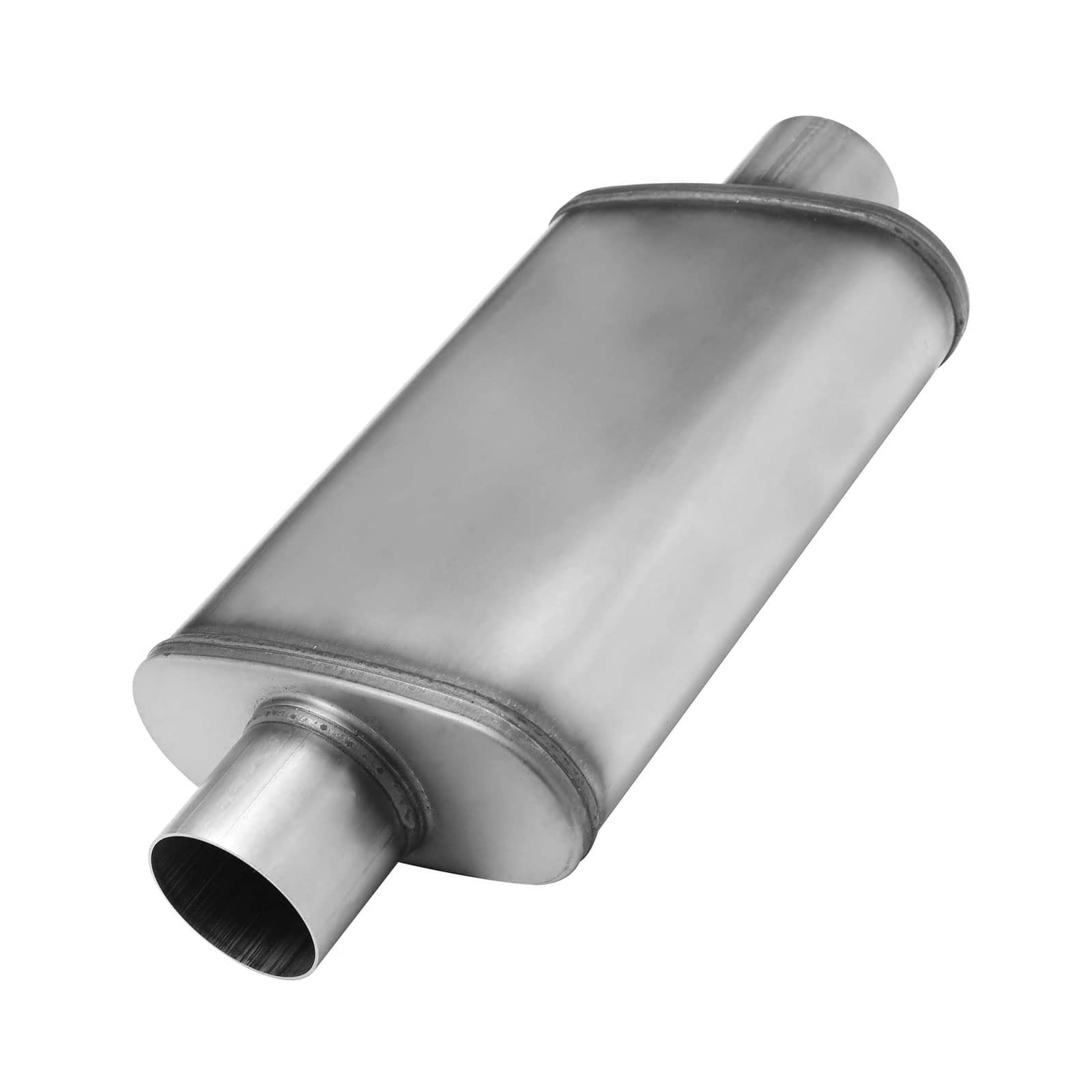 2.25 Inch Inlet/Outlet Exhaust Muffler, Straight-Through Chamber Performance Muffler Resonator With Universal Stainless Steel Fo