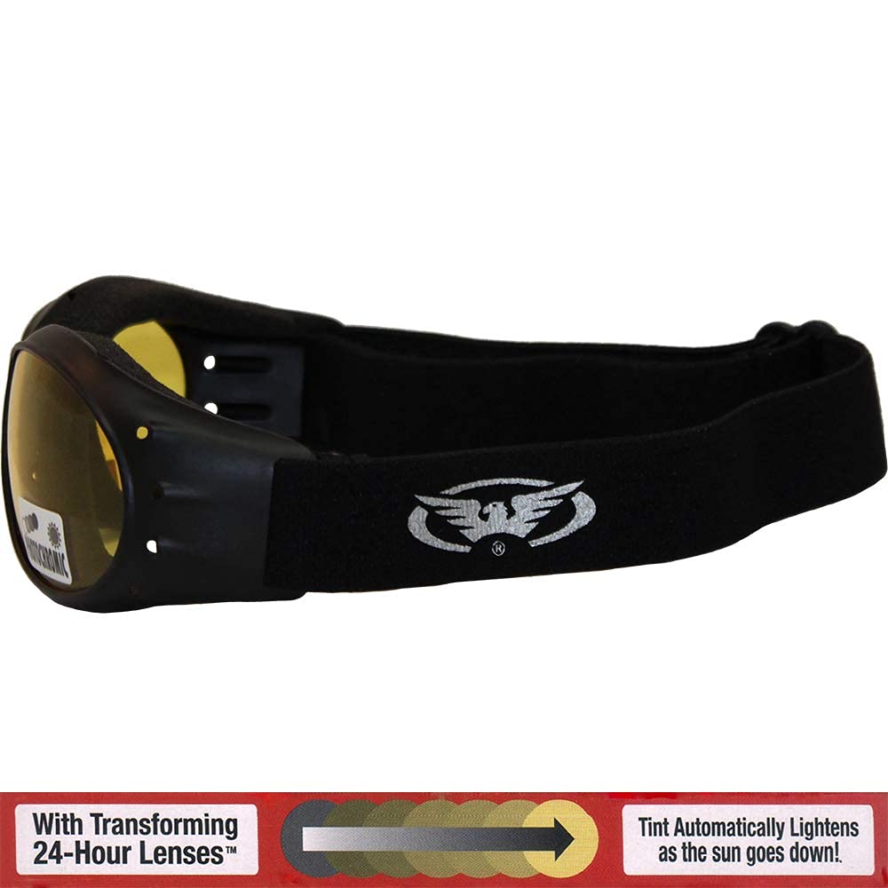 Global Vision Eliminator Dirt Bike Padded Motorcycle Riding Goggles For Men And Women (Black Frame/Smoke Lens) (Black Frame/Yell