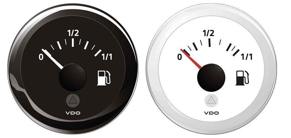 Veratron 52Mm (2-1/16'') Viewline Fuel Level Gauge 0-1/1-3 To 180 Ohm - Black Dial & Round Bezel