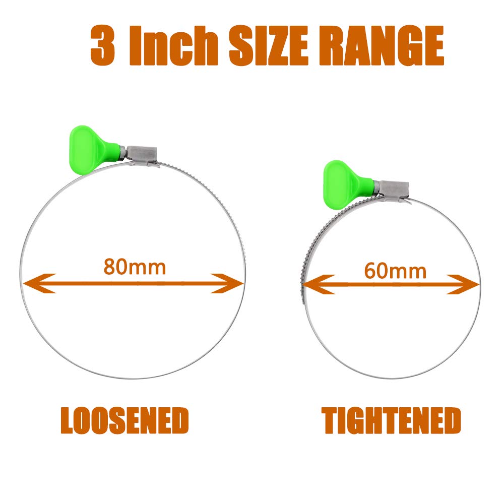Ispinner 4Pcs 3 Inch Key Hose Clamp, Bandwidth 12Mm Thumb Screw Adjustable Stainless Steel Hose Clamps For Dryer Vent, Dust Collector And Automotive