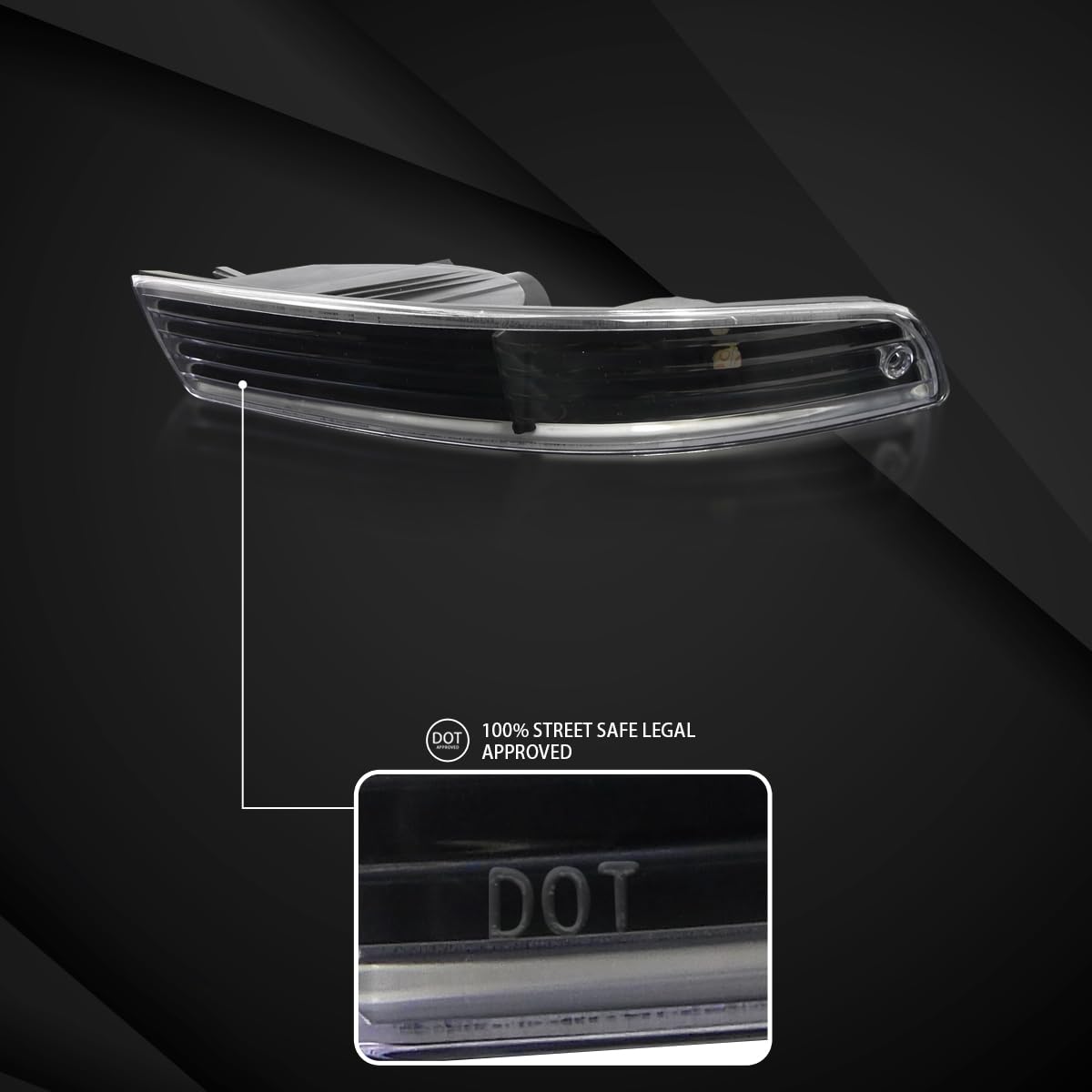 Autozensation Compatible With Acura Integra 1994-1997, Black Housing Clear Lens Bumper Lights, L+R Pair Assembly