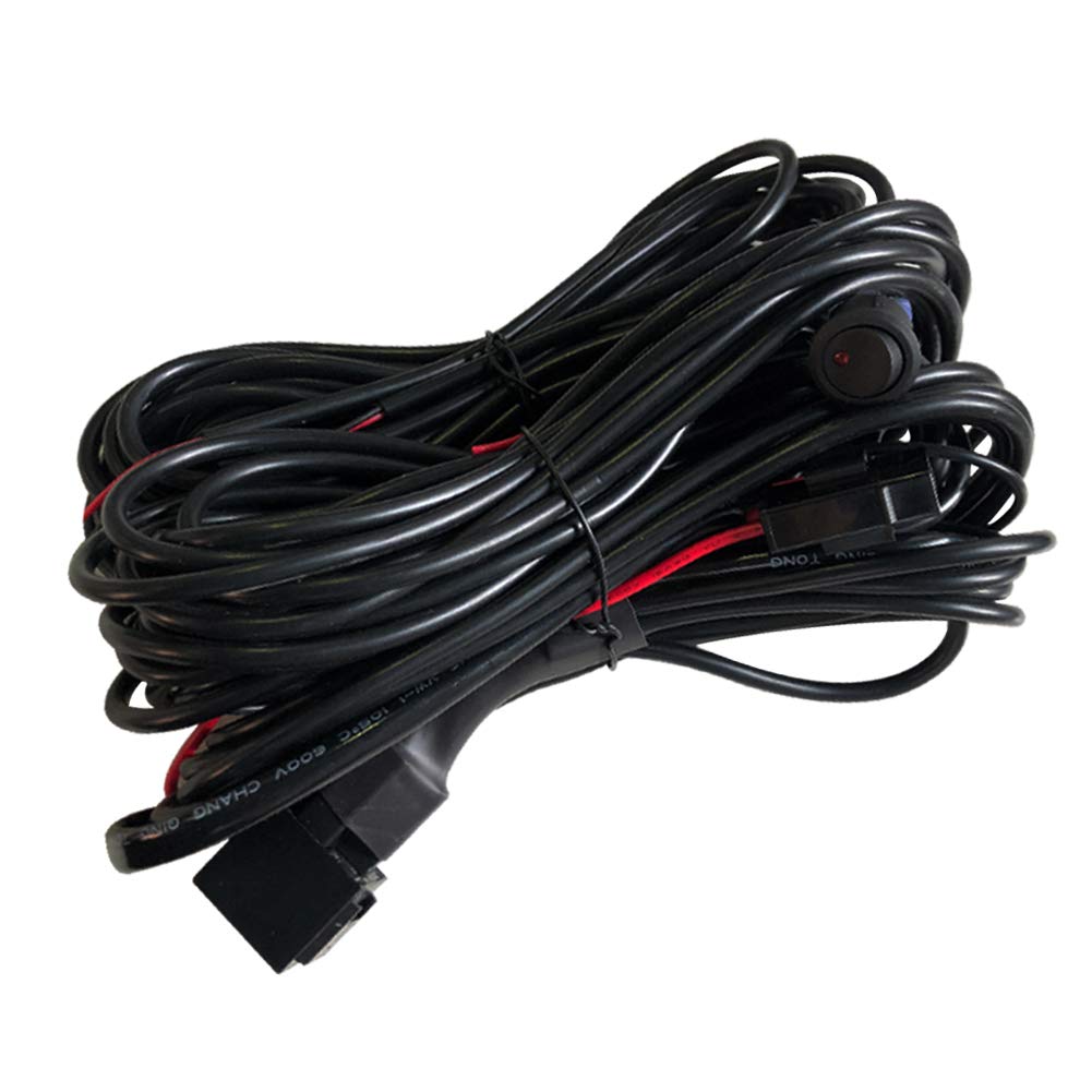 Ampper 4 Lead Wiring Harness for LED Rock Lights, LED Rock Light Pod Wiring Harness Kit with 2 Extension Wires, Relay, Fuse and 