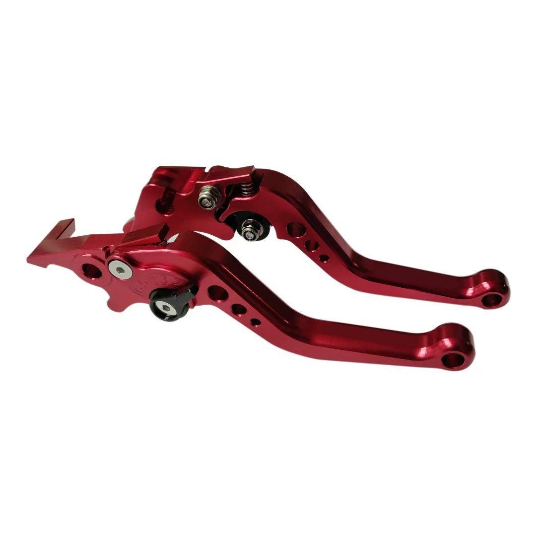 Red Cnc 6 Position Shorty Brake Clutch Lever For Kawasaki Zx1400 / Zx14R / Zzr1400 2006-2015 06 07 08 09 10 11 12 13 14 15
