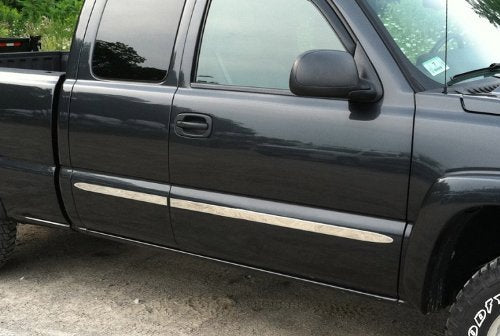 Made in USA! Compatible with 1999-2006 Chevy Silverado 4Dr Extended Cab Rocker Panel Chrome Stainless Steel Body Side Moulding M