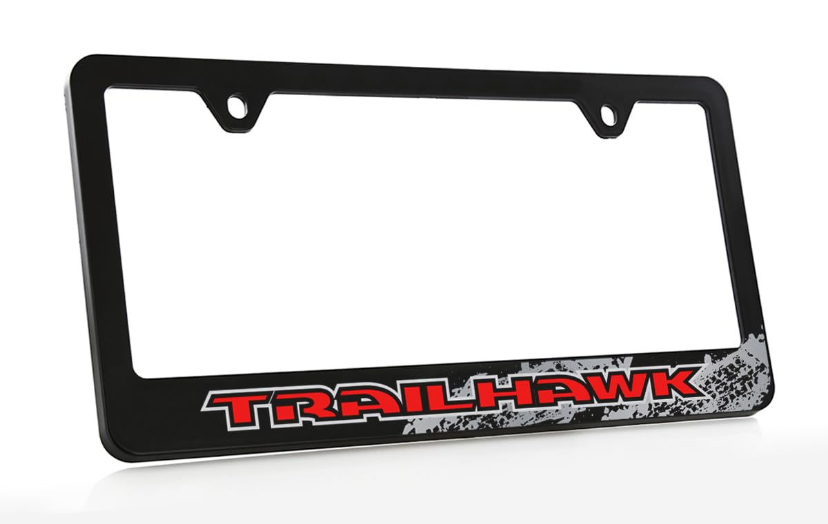 Jeep Trailhawk Uv Printed Black Plastic License Plate Frame - Trailhawk Wordmark
