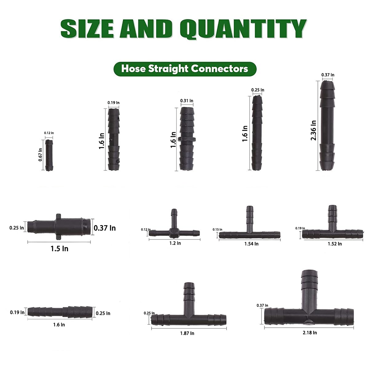 Belomi Vacuum Connector Assortment, 113 Pcs Nylon Barbed Type Vacuum Tubing Connector Assortment Kit, Universal 12 Sizes Hose Te