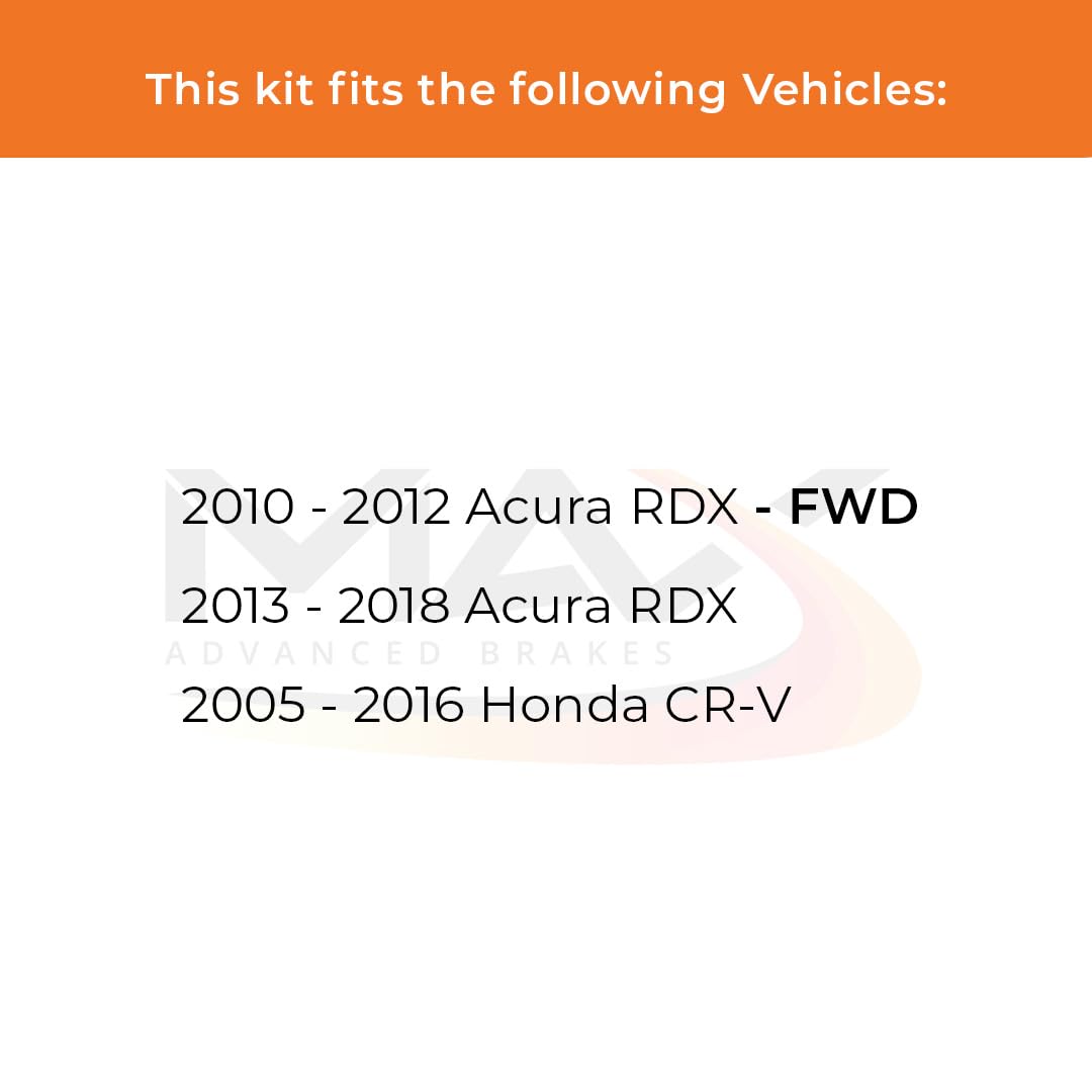 Max Advanced Brakes Rear Brake Kit Compatible With 2005-2010 2011 2012 2013 Honda Cr-V Compatible With Acura Rdx Fwd Replacement