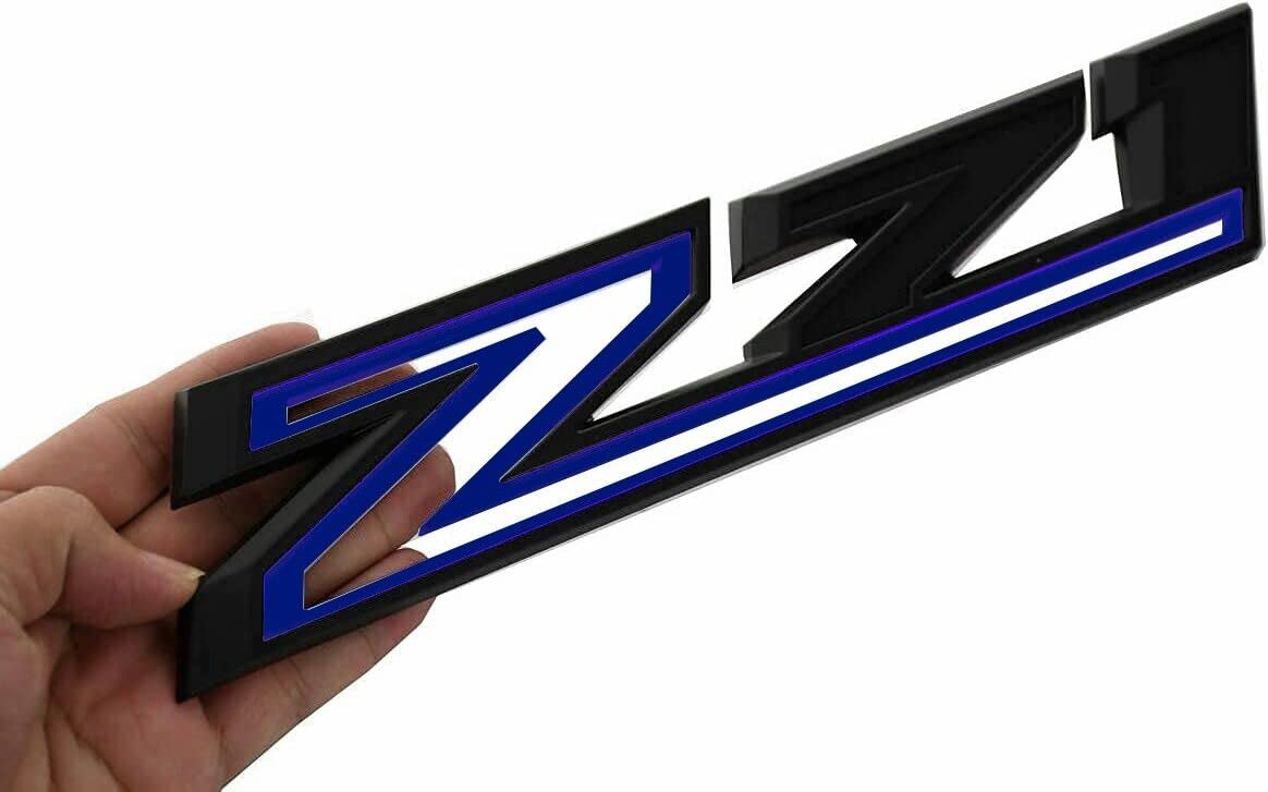 2X Large Size Z71 RH LH Side Fender Emblem Nameplate Badge Decal Replacement for 2019-2021 Chevy Silverado (Blue Black)