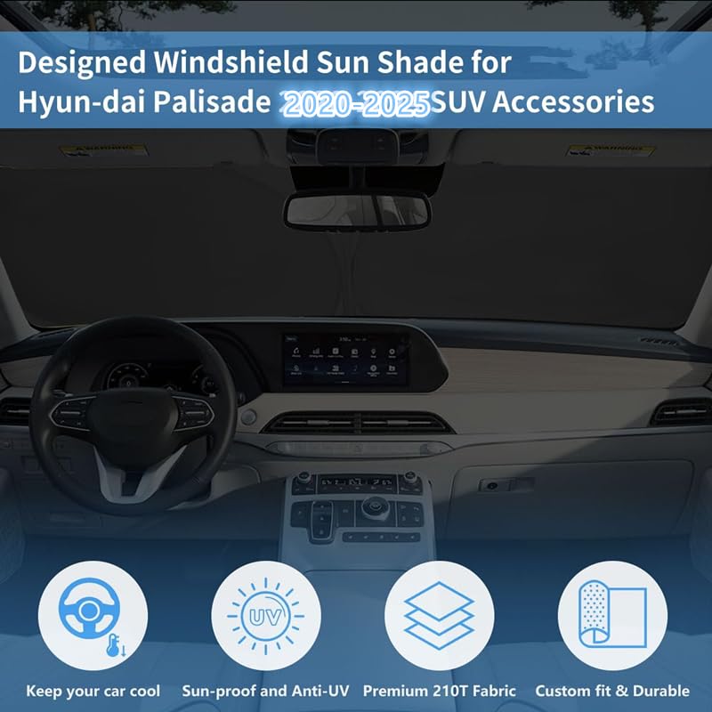 Windshield Sun Shade For Hyun-Dai Palisade 2025 2024 2023 2022 2021 2020 Accessories Window Sunshade Fit Hyun-Dai Palisade Front