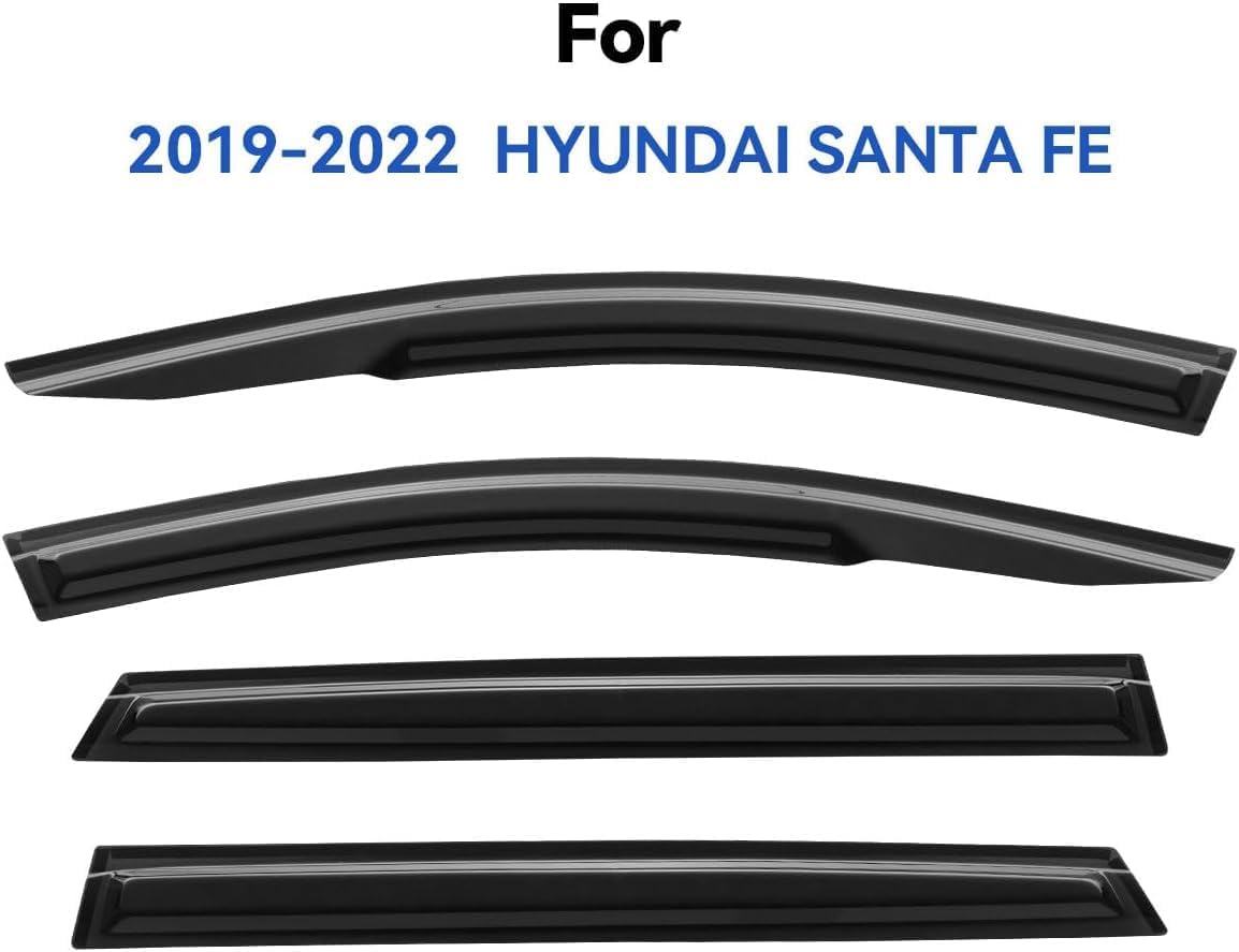Window Visors Rain Guards for 2019 2020 2021 2022 2023 Hyundai Santa Fe, Out-Channel Window Vent Wind Deflectors Visors Shades f