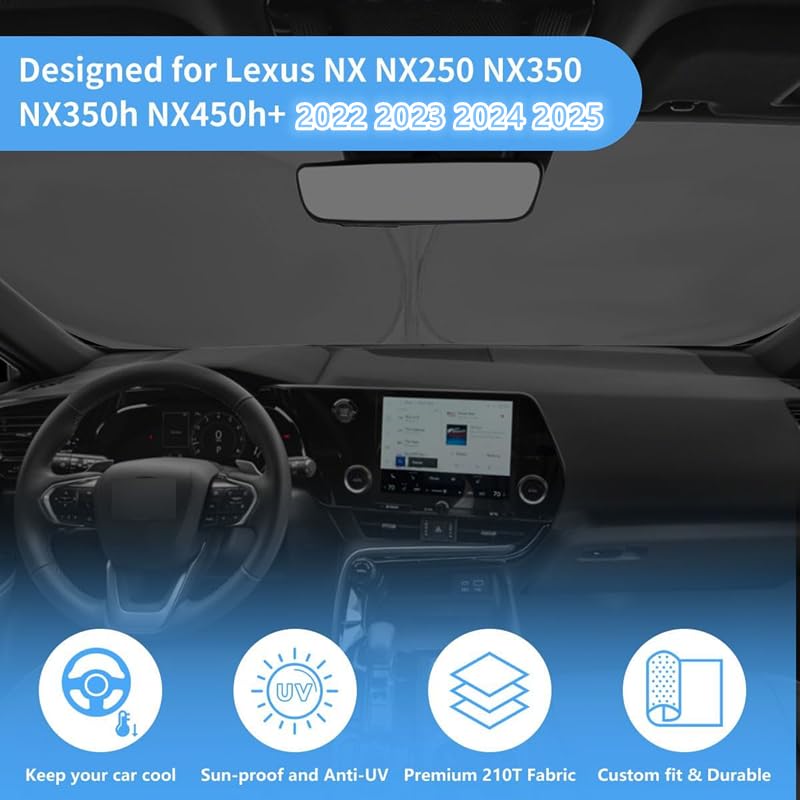 Hohuigo Windshield Sun Shade Fit 2025 2024 2023 2022 Lexus Nx Nx250 Nx350 Nx350H Nx450H+ Foldable Front Window Sunshade Accessor