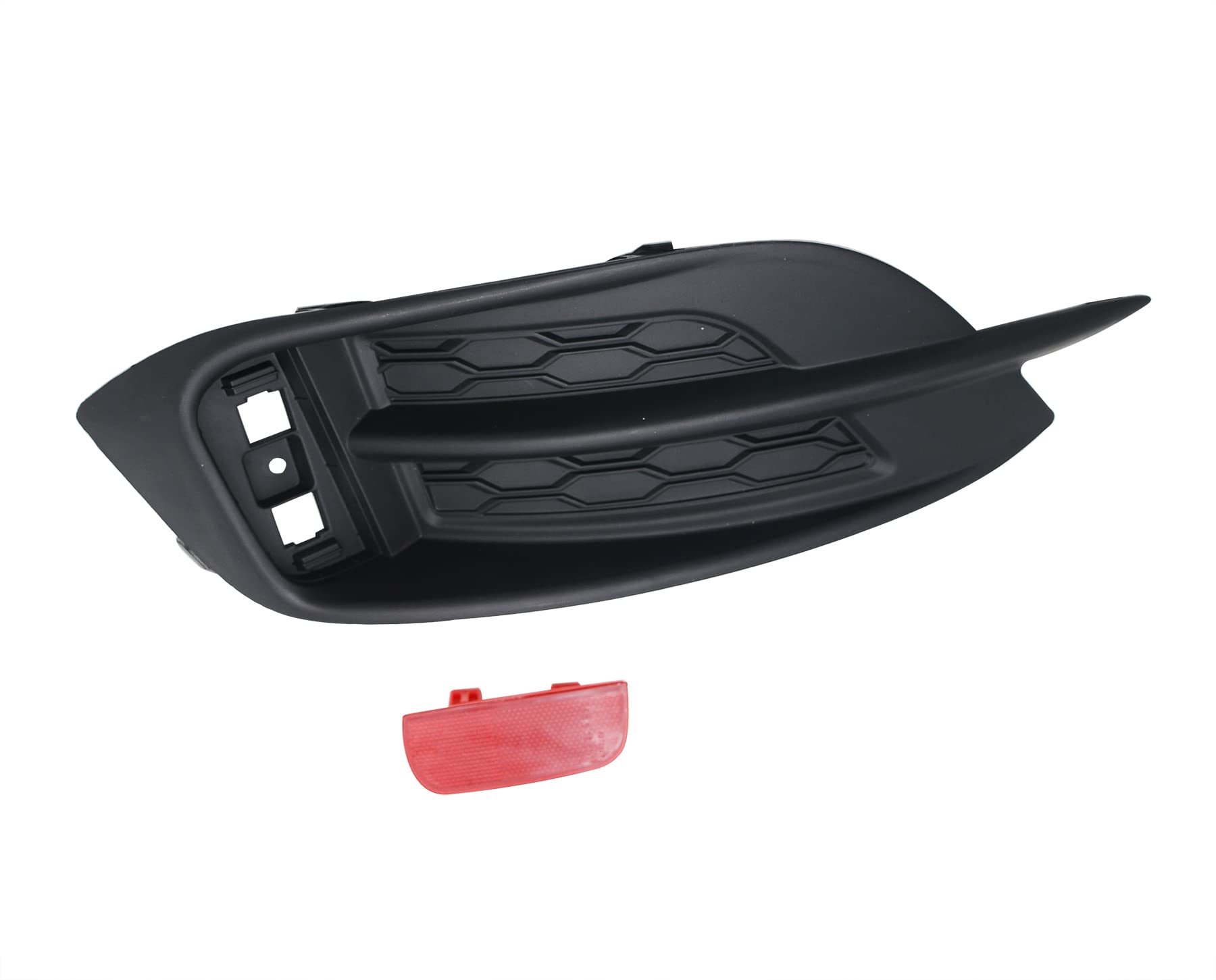 N/D Replacement Rear Bumper Reflector & Grille Bezel for 2016-2021 Honda Civic Sedan, Red and Black