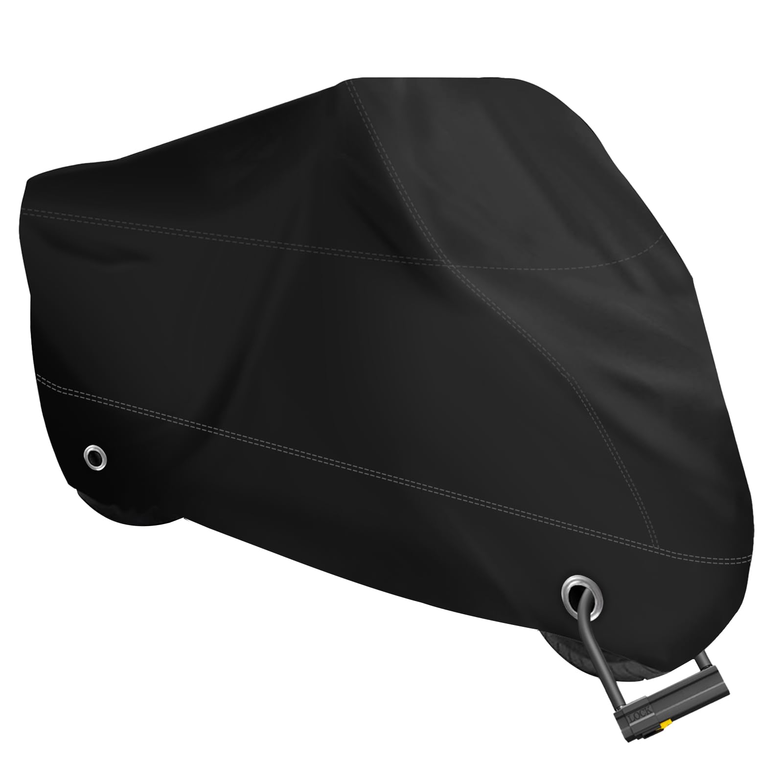 Xyzctem All Season Black Waterproof Sun Motorcycle Cover,Fits Up To 116'' Motors (Xxx Large & Lockholes)