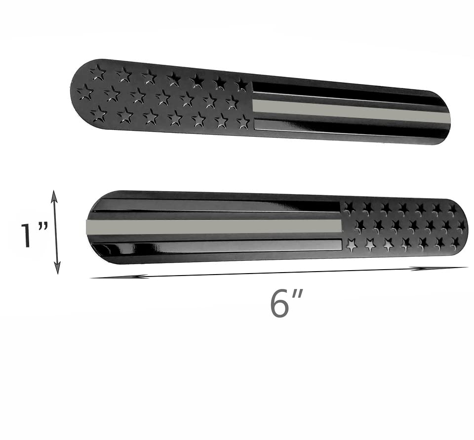 Everhitch Usa American Metal Flag Auto Fender Emblem For Cars Trucks 2-Pack (6X1, Black With Gray Line)