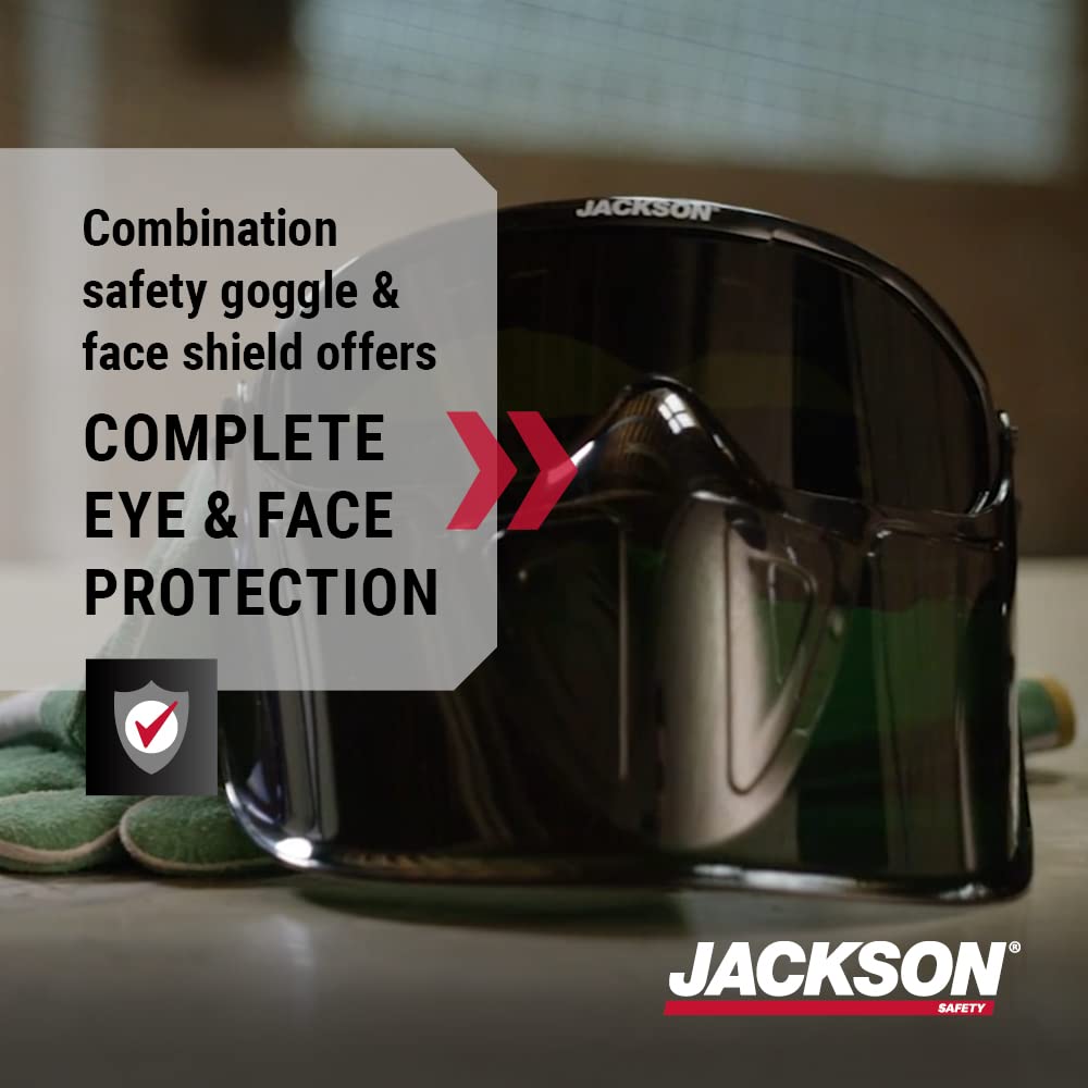 Jackson Safety Gpl530 Premium Goggle With Detachable Face Shield, Anti-Fog Coating, Shade 3 Ir Lens, Green, 21001