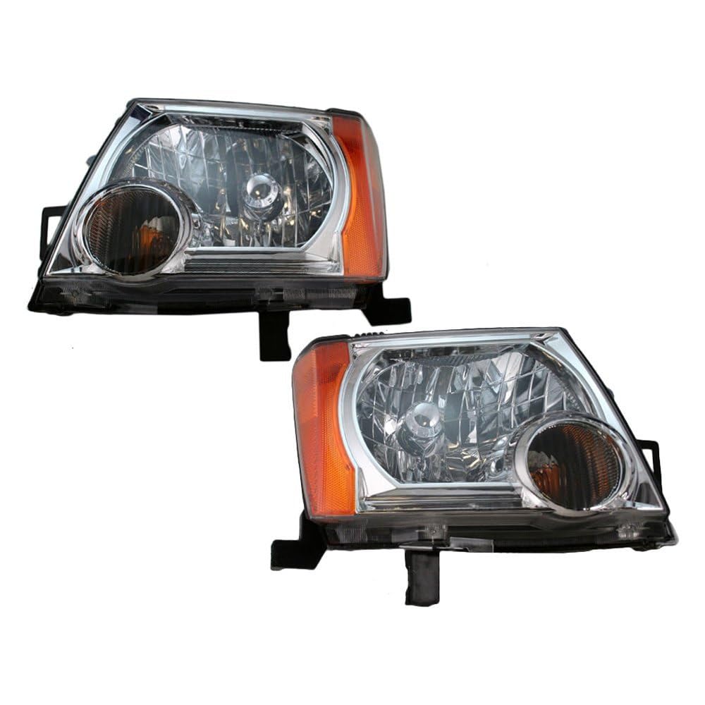 Trq Driver & Passenger Side Headlight Assembly Set Headlights Driver & Passenger Side Compatible With 2005-2015 Nissan Xterra Ni