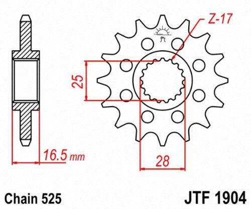 JT Sprockets JTF1904.17 17T Steel Front Sprocket , black