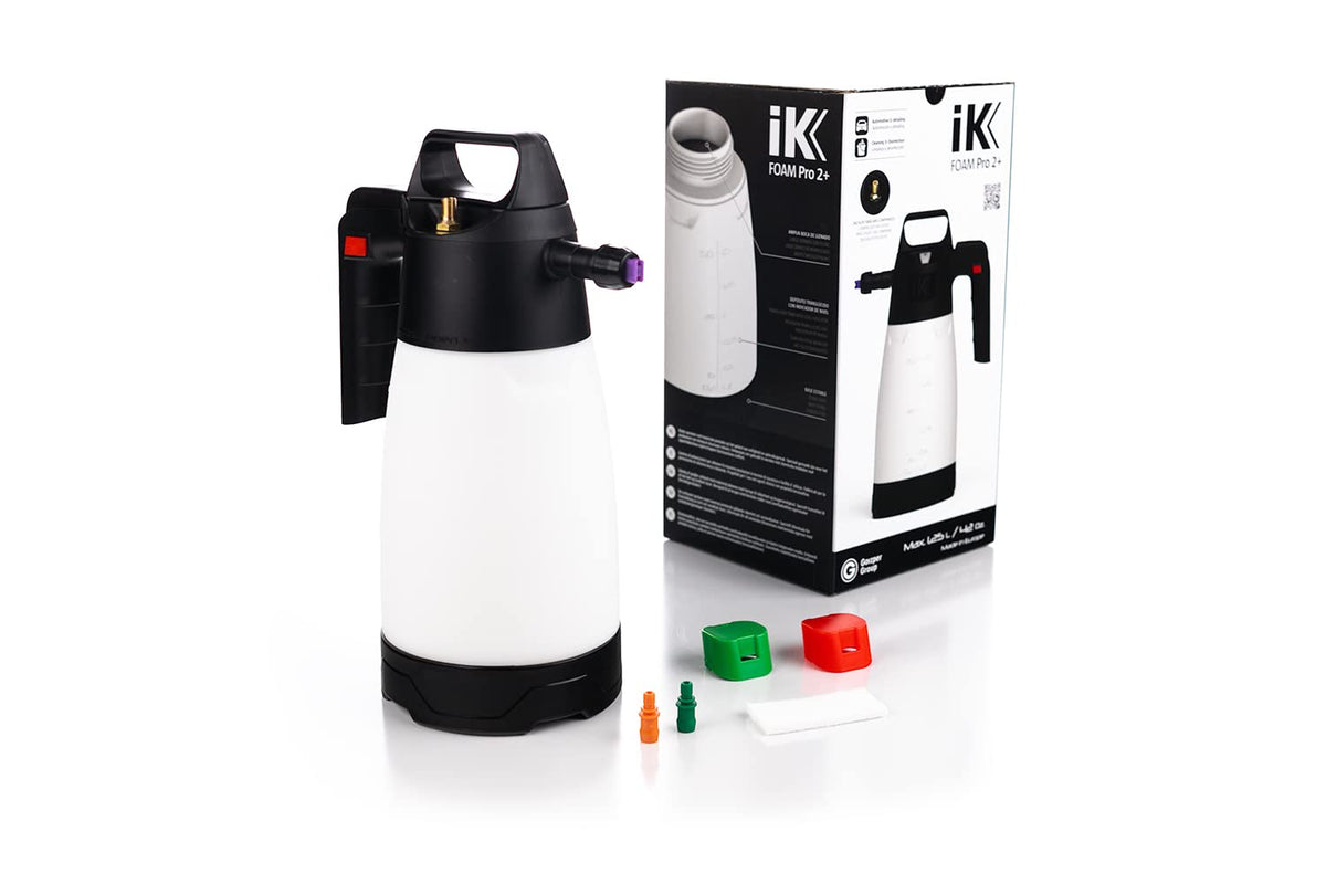 Goizper Group Ik Sprayers - Foam Pro 2+ (Plus) Sprayer - Pump Spray Foamer With Schrader Valve - Professional Car Wash & Detailing, Dry/Wet Foam, Pressure Release Safety Valve, Pvc Hoses (1.25 Liters)
