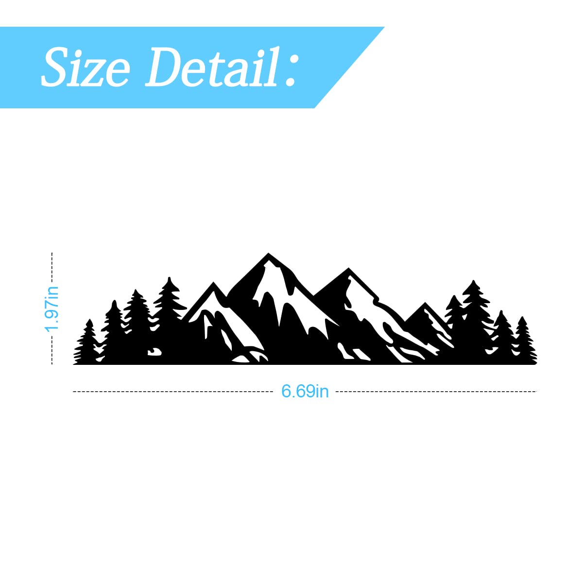 7 Inch Snow Mountain Tree Stickers For Car, Mountains Graphic Logo Decals, Premium Badge Decals For Car Trunk Tailgate Emblem, C