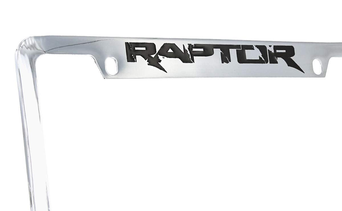 Ford Raptor Wordmark Chrome Plated Metal License Plate Frame Holder
