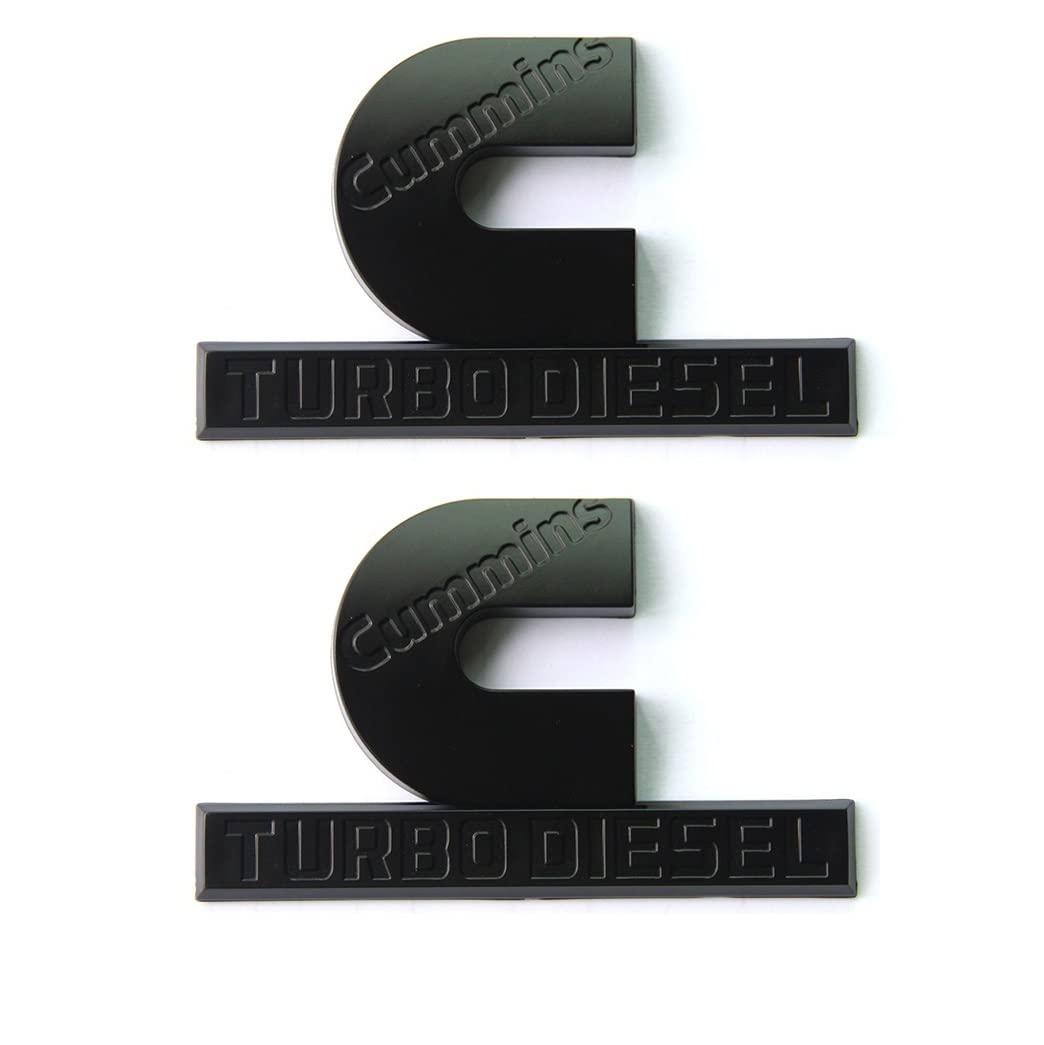 Yoaoo 2Pack Oem Black Cummins Turbo Emblem Badges Compatible With 2500 3500 Emblem Matte 4.5'' By 2.9'' Inches