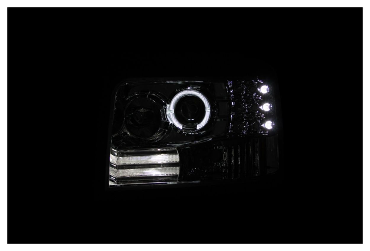 Anzo Usa 111184 1-Piece Projector Headlight Set W/Led Halo-Black
