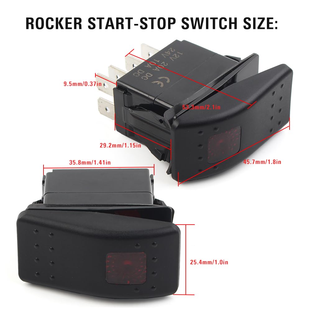 Gzyf 5 Pin 308-1038 Onan Cummins 308-1038 Rv Generator Rocker Abs Start Stop Switch Button Red Lens For Rv Toggle Switches For Cars Trucks Boats Auto Motorcycles (Not A Momentary Switch)