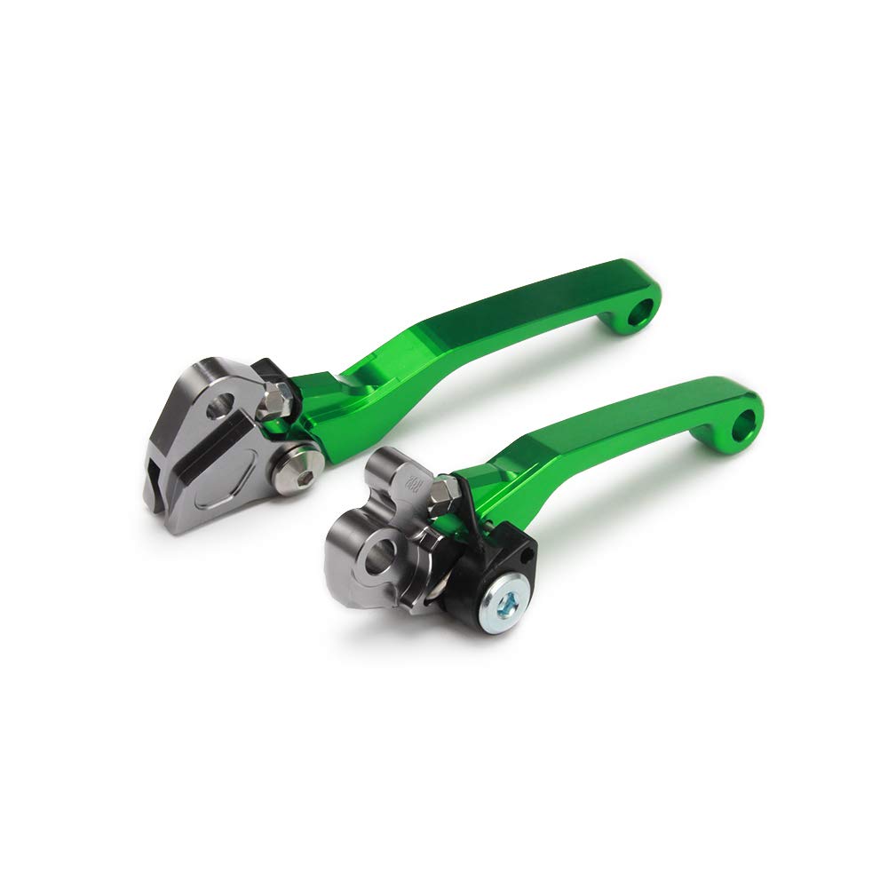 Jfg Racing Dirt Bike Foldable Clutch Brake Levers,Clutch Lever Breakaway Levers For Kx65 00-24/Kx85 01-24/Kx100 01-21/Kx250 00-04/Kx125 00-05/Kx112 22-24/Kx500 Kx250F 2004-Green