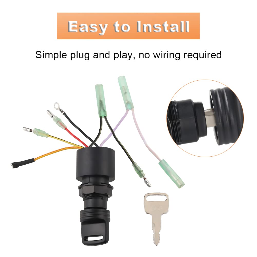 WMPHE Boat Ignition Switch with Key Push Choke Compatible with Mercury Mariner Outboard Motor Control Box 3 Position 6 Wire Conn