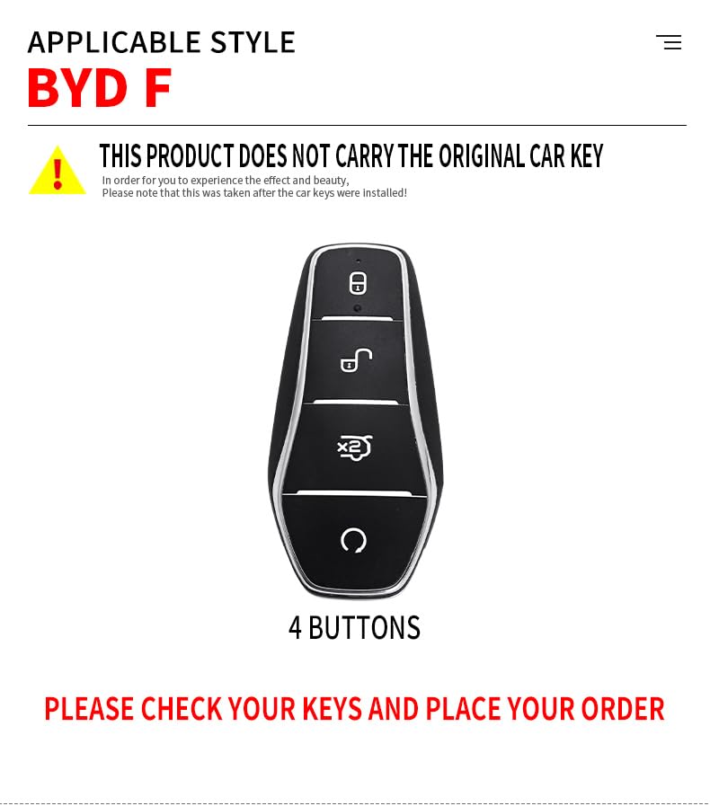 Tecart Key Case Shell Fit For Byd Han Ev Tang Dm Qin Plus Zinc Alloy Car Key Fob Cover Accessories 4 Button Key Cover Black